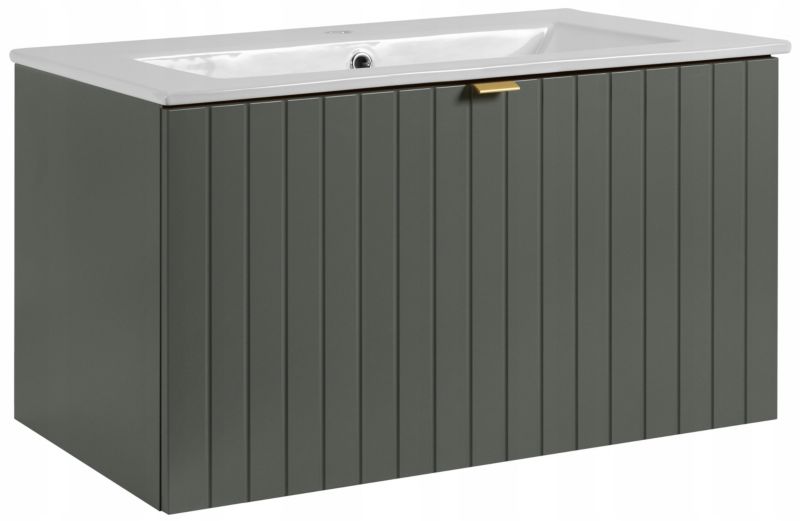 Szafka pod umywalkę Furnidea 80 cm zielony z umywalką ceramiczną 81 cm Harmo 1 szt.