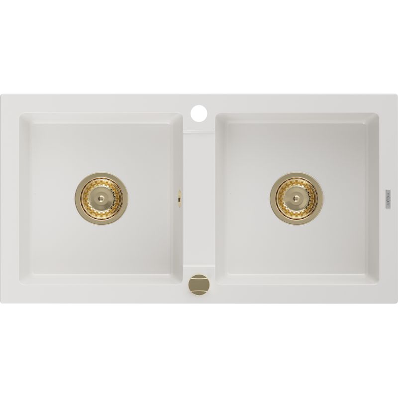 Zlewozmywak wpuszczany Mexen Mario 2-komorowy biały 820x436 mm 6504822000-20-G