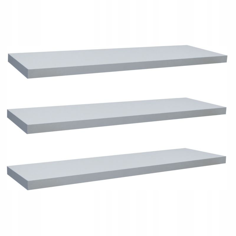 Półka Ścienna Wisząca 50 Cm Szara Komplet 3 Sztuka Drewik