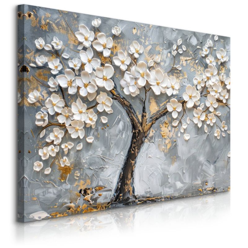 Obraz Muralo Białe Kwiaty Beton Abstrakcja 120x80 1 szt.