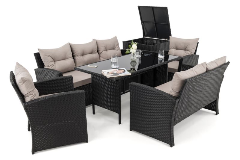 Zestaw mebli ogrodowych MebleMWM Marsylia Big technorattan czarny poduszki szare 1 kpl.