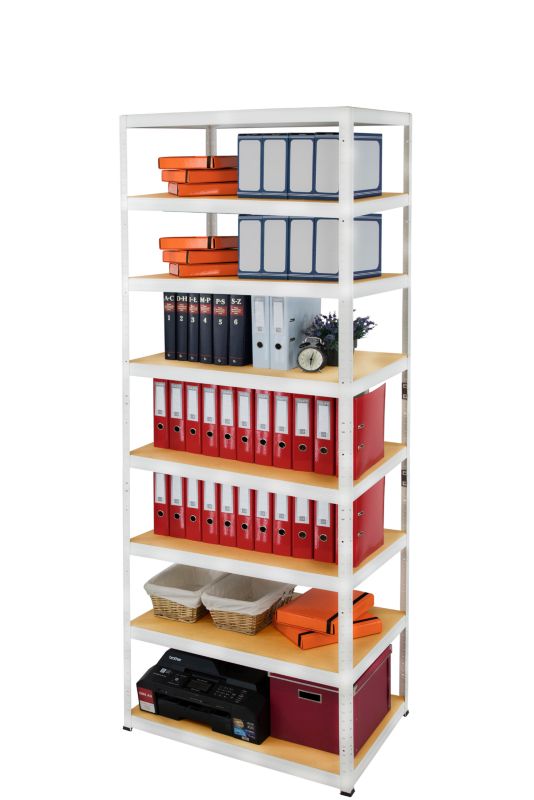 Regał metalowy MODO24 magazynowy biały helios 270x90x45cm 8 półek po 175 kg 1 szt.