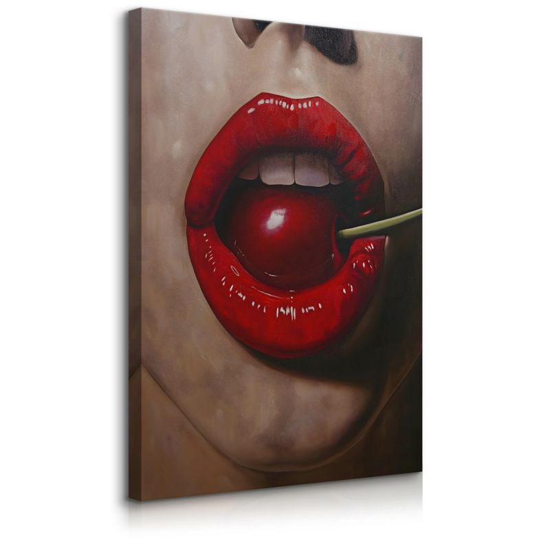 Obraz Muralo Do Sypialni Czerwone Kobiece Usta Portret Wiśnia Abstrakcja 50x70 cm 1 szt.