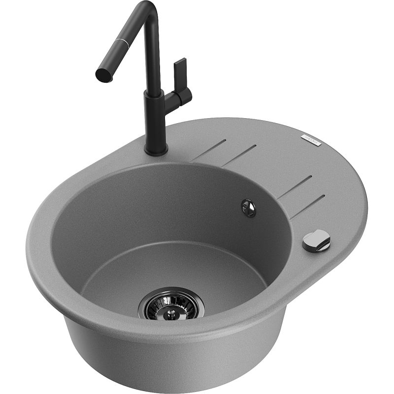 Zlewozmywak granitowy 1-komorowy Mexen Kevin z ociekaczem i baterią kuchenną Rita beżowy - 6517-69-670300-70 1 szt.