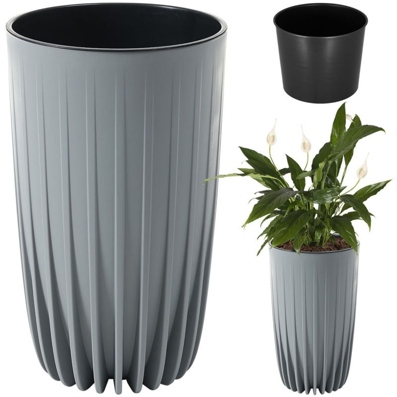 Doniczka Lamela MIRA wysoka donica 42x25cm szara 1 szt.