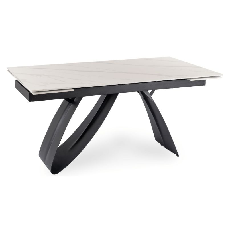 Stół Rozkładany Mebel Elite DEVON 160-220 cm Ceramiczny Biały Marmur/Czarny 1 szt