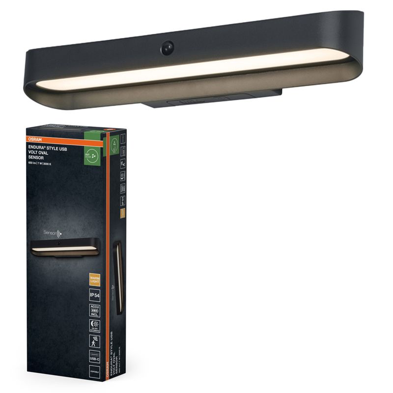 Kinkiet Ogrodowy Osram Lampa LED z Czujnikiem Ruchu i Zmierzchu 7W 265lm 3000K Ściemnialna Szary IP54 1 szt.