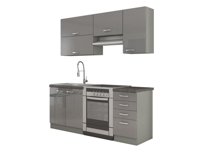 Meble kuchenne MIRJAN 24 Multiline II szary / szary połysk 1 kpl.