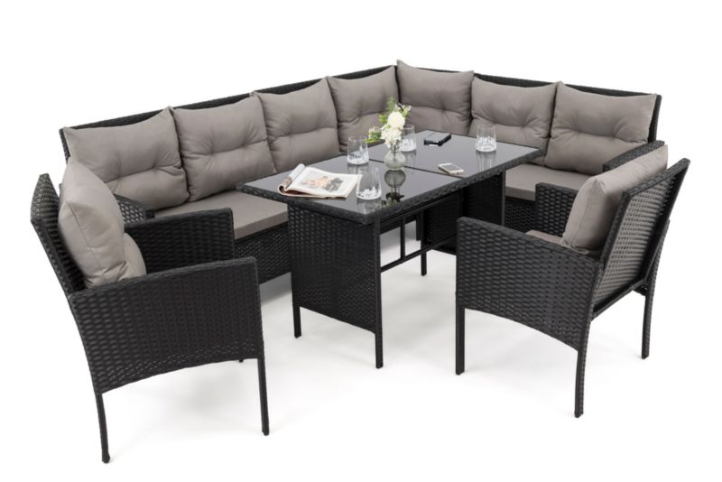 Zestaw mebli ogrodowych MebleMWM Paris Big technorattan czarny poduszki szare-01 1 kpl.