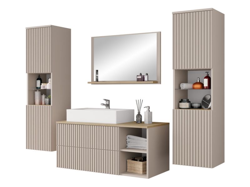 Meble łazienkowe MIRJAN 24 Kertos Ryfel III piasek pustyni / dąb cremona 1 kpl.