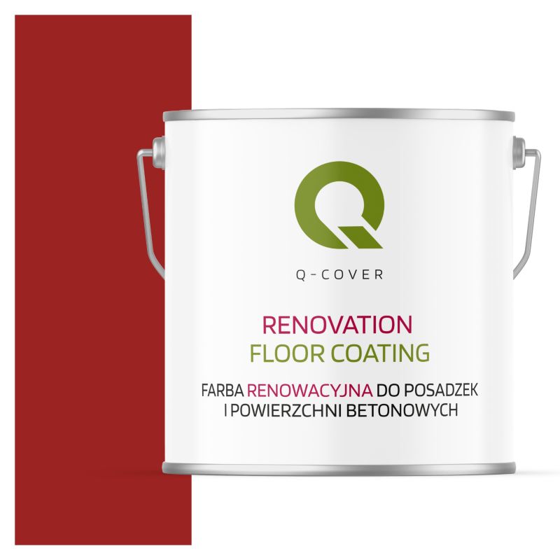Farba Renowacyjna do Posadzek i Powierzchni Betonowych Q-Cover Czerwony Karminowy RAL3002 Mat 5L