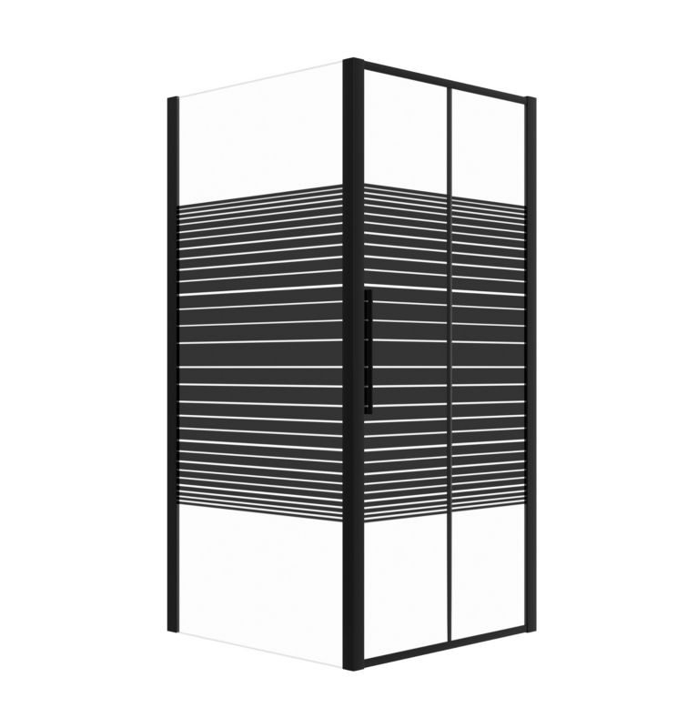 Kabina prysznicowa SEVANTE 90x80 prostokątna przesuwna PYRUS czarna z pasami 1 szt.