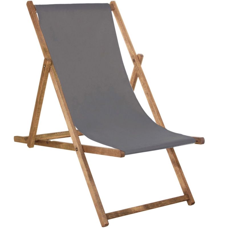 Leżak plażowy Springos drewniany z 3-stopniową regulacją, do ogrodu, grafitowy 1 szt.