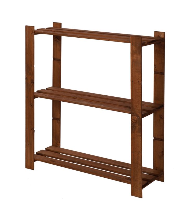 Regał drewniany sosnowy MODO24 impregnacja brązowa solidny do książek i zabawek 1 szt.