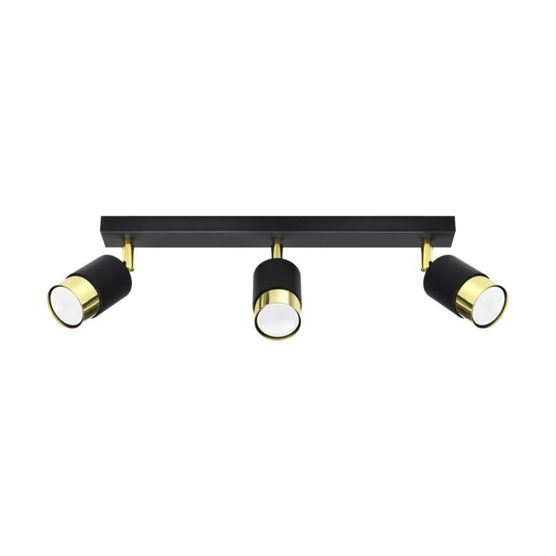 Lampa sufitowa Sollux Lighting Nero czarno-złota 3 x GU10 x 10W wym: 18 x 5 x 45 cm - 1 szt.