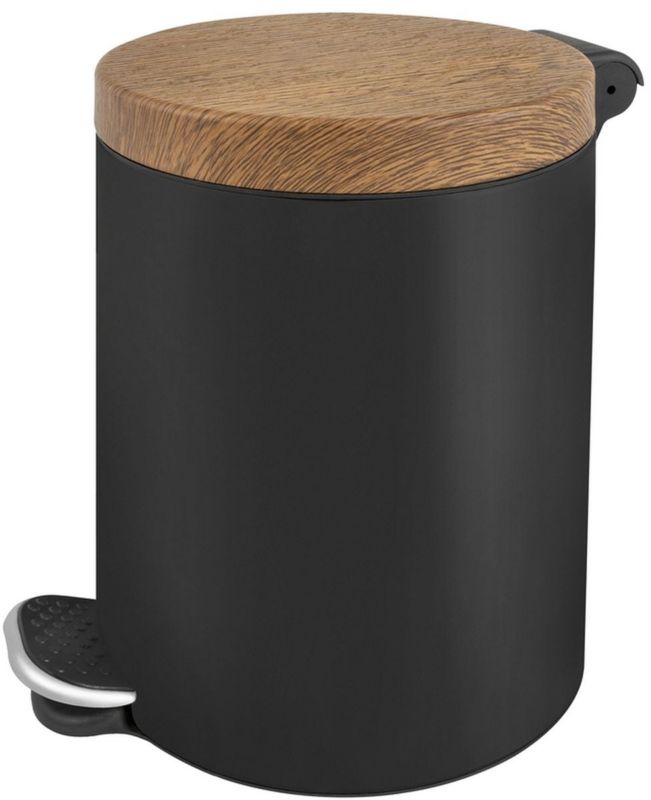 Kosz na śmieci z pedałem AWD Interior 3L stal czarny/brązowy 1 szt.