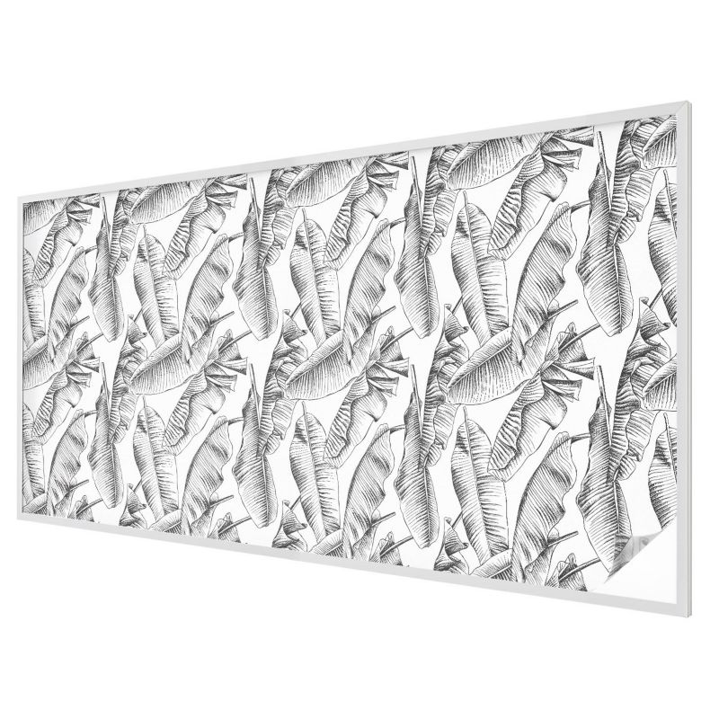 Folia Mleczna na Okno Wallfluent 200x100 cm Skutecznie Chroni Prywatność Czarno-białe tropikalne liście 1 rol.