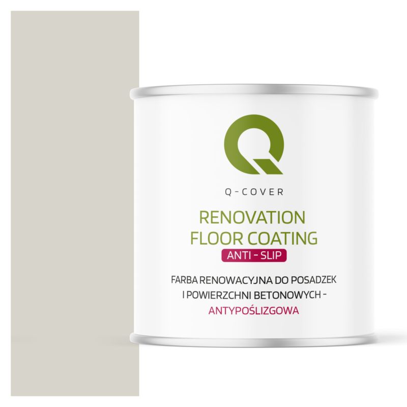 Farba Antypoślizgowa do Posadzek i Powierzchni Betonowych Renowacyjna Q-Cover Biało-Szary RAL9002 2.5L