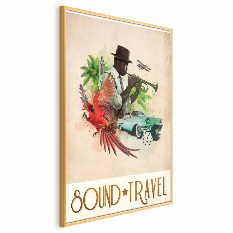 Plakat Artgeist Sound Travel 60x90 cm z ramą złotą 1 szt