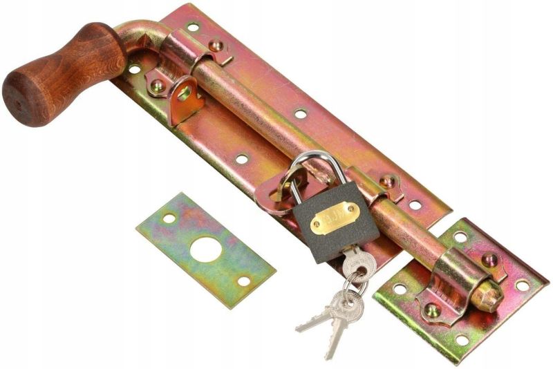 Zasuwa garażowa KOTARBAU rygiel 270 mm do bramy furtki drzwi lewa z kłódką 1 szt.