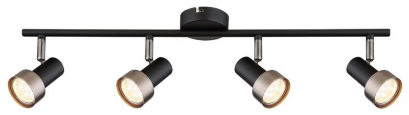 Lampa sufitowa wisząca Rabalux Konrad czarny matowa-srebrna wym: 12,5 x 60 x 5,5 cm 4xGU10 x 1 szt.