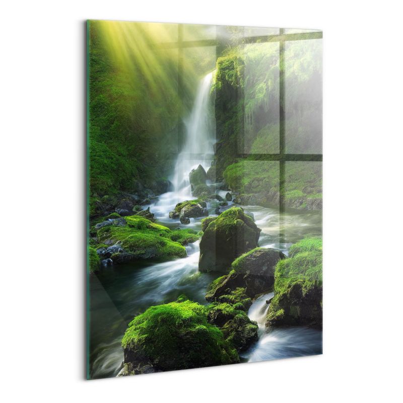 Szklany Obraz Ścienny Wallfluent 70x100 cm Wodospad i skały 1 szt.