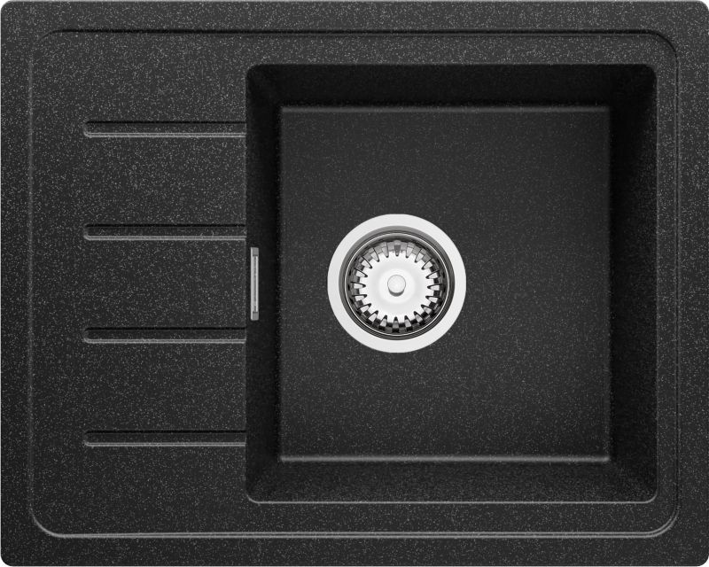 Zlewozmywak Kopenhaga Easy PRIMAGRAN Nablatowy 55x44cm do szafki od 45cm, Grafitowy + Syfon, S003, 1 szt.