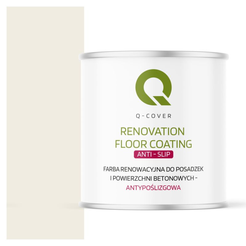 Farba Antypoślizgowa do Posadzek i Powierzchni Betonowych Renowacyjna Q-Cover Biały Alpejski RAL9010 2.5L