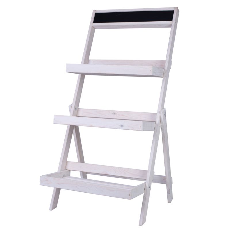 Kwietnik drewniany MODO24 stojący kaskada 100 x 52 cm biały 1 szt.