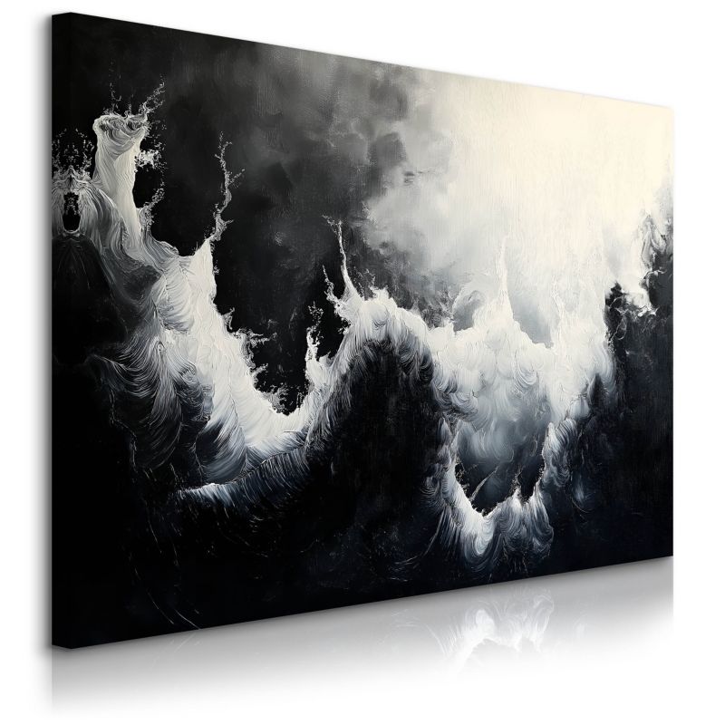 Obraz Muralo Do Salonu Czarno-Biała Abstrakcja Imitacja Farby 70x50 cm 1 szt.