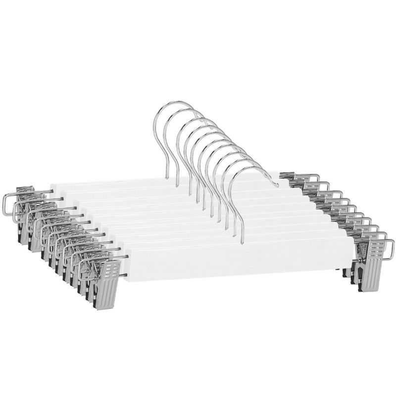 Wieszak klamrowy na ubrania Springos 10 szt. do spódnic, spodni biały 1 kpl.