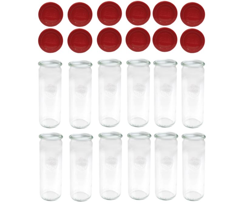 Słoiki MODO24 Weck 600 ml fi 60 cylinder silikonowe wieka 12 kpl.