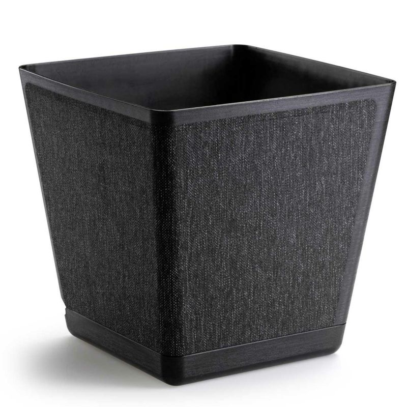 Doniczka Pilea Texelle HowHomely czarna kwadratowa h24x24 cm 1 szt.