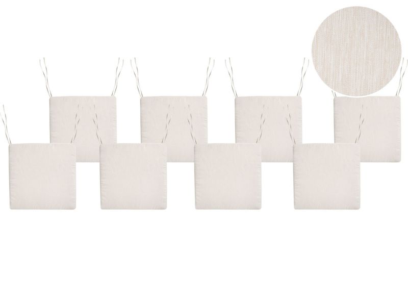 Zestaw 8 poduszek na krzesło ogrodowe Sassari premium 46 x 46 cm Jasnobeżowy 1 kpl