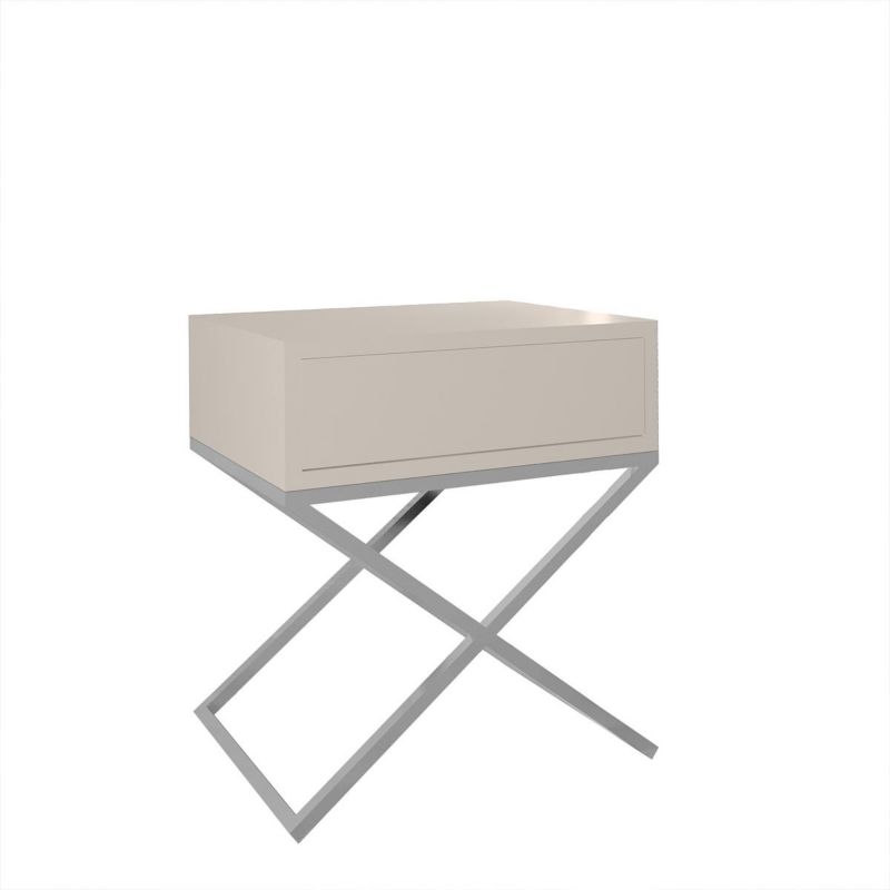 Stolik nocny Bettso Xara z szufladą i chromowanym stelażem kaszmir 1szt.