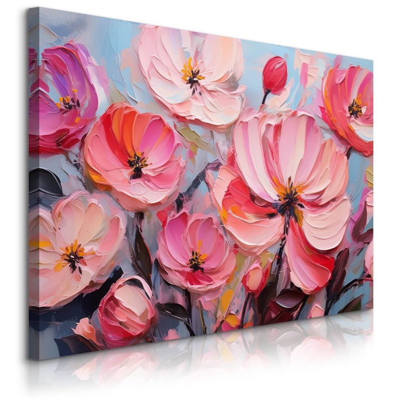 Obraz Muralo Do Sypialni Różowe Polne Kwiaty Malarstwo Abstrakcja 100x70 cm 1 szt.