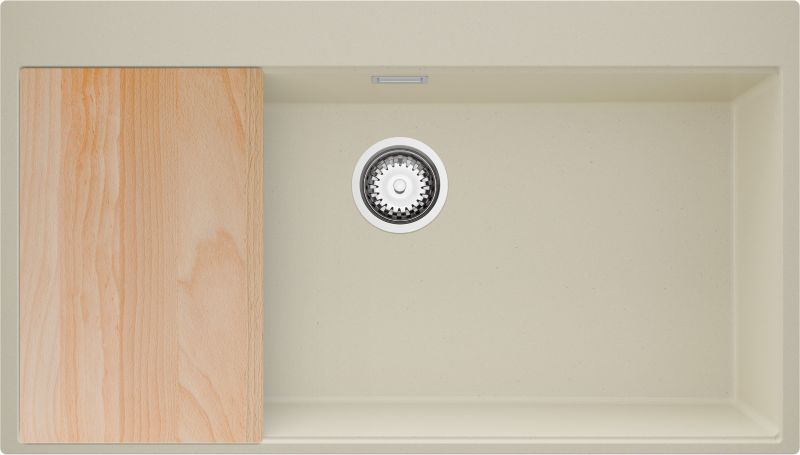 Zlewozmywak Oslo PRIMAGRAN Nablatowy 88x50cm do szafki od 90cm, Beżowy + Syfon + Deska, S710, 1 szt.