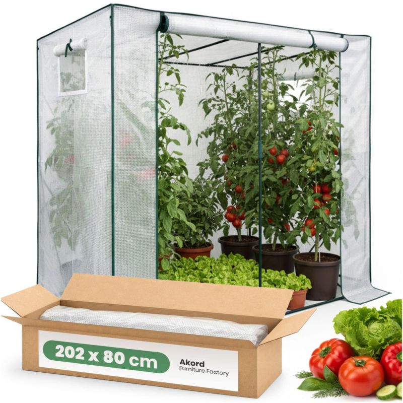 Szklarnia ogrodowa foliowa domek AKORD 1 drzwi 2 okna Biała 202x80x170 cm 1 szt.