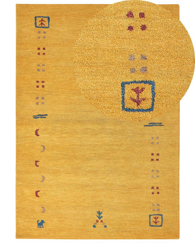 Dywan wełniany gabbeh 160 x 230 cm żółty Akalan 1 szt.