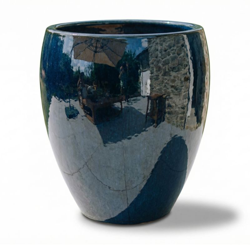 Doniczka ceramiczna Provencelia LAFONTAINE szkliwiona mrozoodporna 39 x 42 cm Morski 1szt