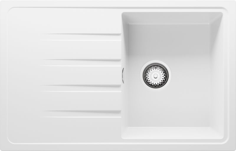 Zlewozmywak Mediolan PRIMAGRAN Nablatowy 78x50cm do szafki od 45cm, Biały + Syfon, S064, 1 szt.