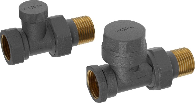 Zawory grzejnikowe proste Mexen W902 antracyt 1 szt.