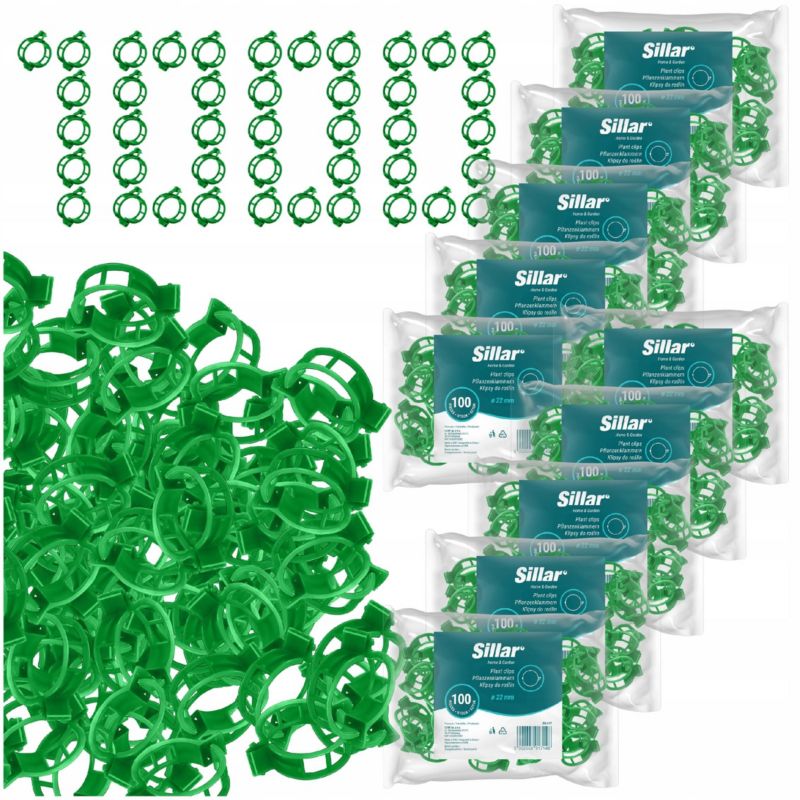 Klipsy do mocowania roślin, Sillar, zapinki, do podtrzymywania roślin, łodyg, podpór, 2.2cm, 1000szt