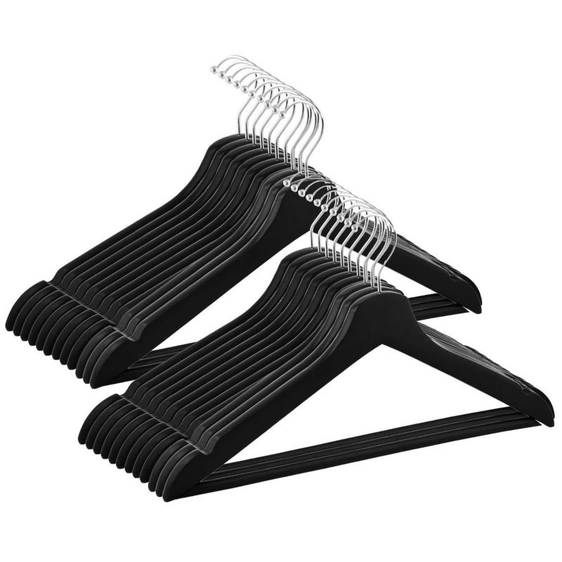 Wieszaki na ubrania Springos drewniane 20 szt. czarne 1 kpl.