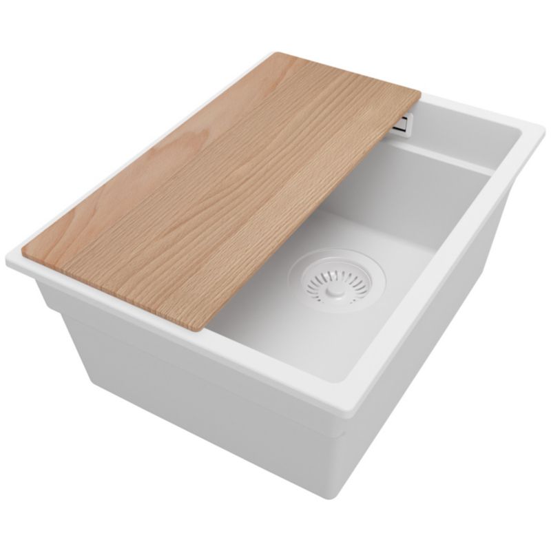 Zlewozmywak Praga Slim PRIMAGRAN Nablatowy 36x47cm do szafki od 40cm z Syfonem i Dodatkiem Cały Biały 1 szt.