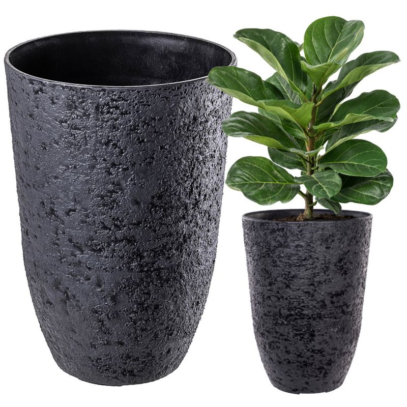 Donica KADAX wysoka na kwiaty imitacja betonu 50 x 35 cm czarna, 1 szt.