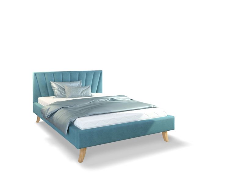 Łóżko śpijzdrowo tapicerowane MALMO 120x200 turkusowe z materacem 1 szt.