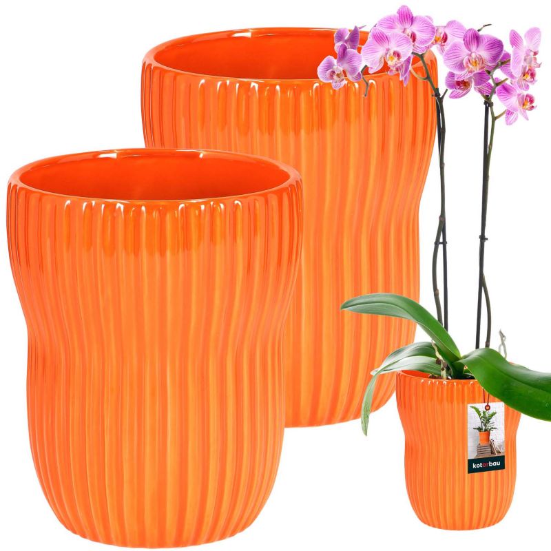 Doniczka ceramiczna KOTARBAU 11,5 cm okrągła ryflowana 2 szt