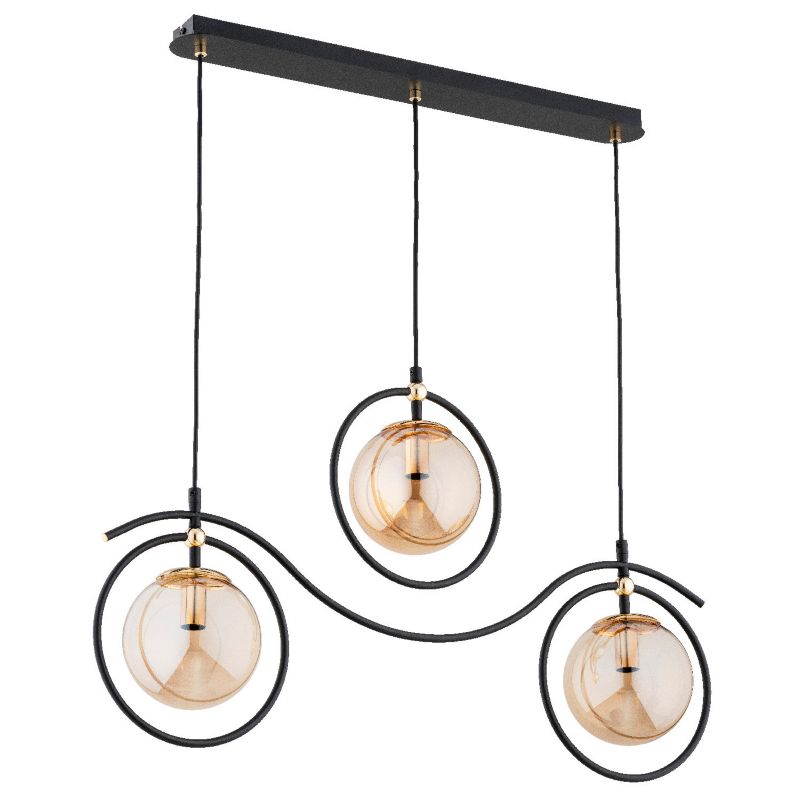 Lampa wisząca Alfa Kira 4733 czarno-bursztynowy-złota dekoracyjna 3xE14 x 10W 1 szt.