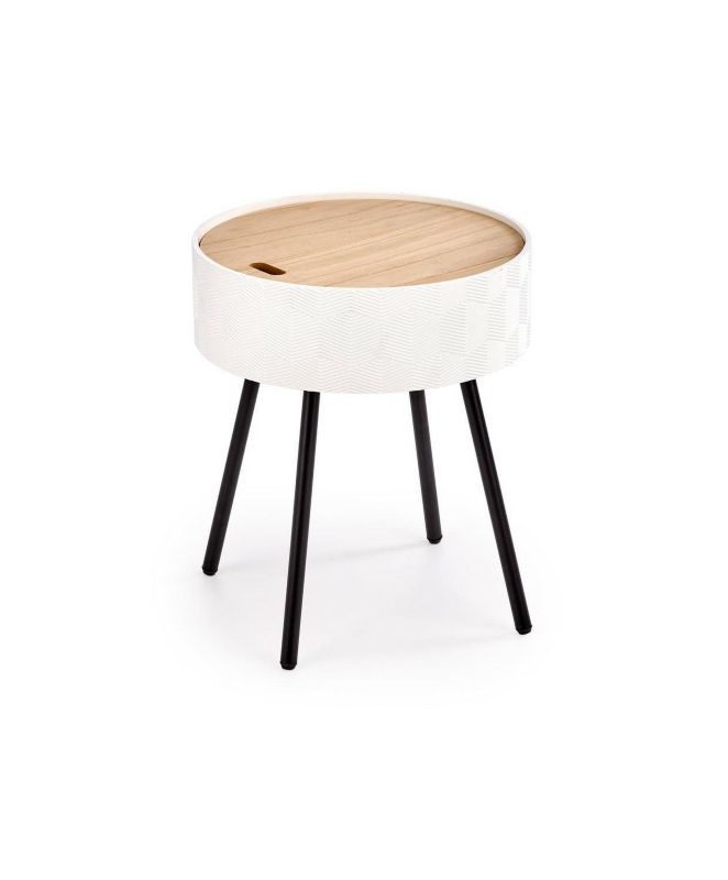 Stolik kawowy Rao INTESI stolik okrągły biały skandynawski z pojemnikiem do salonu 38 cm 1 szt.